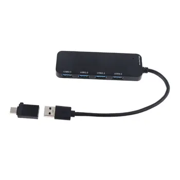 HUB USB 3.0 4 Porty USB 2.0 Dokovací Stanici, Externí Splitter s Mikro USB Nabíjecí Port s Typ-C Converter