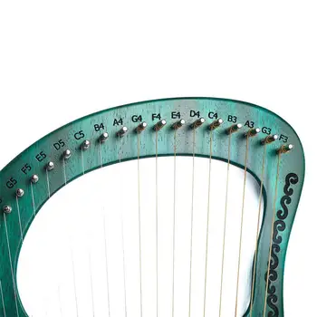 19 Řetězec Lyra Mahagon Nástroj, Kvalitní Zelený Harfu s Tuning Klíč Strunný Hudební Nástroj pro Děti, Dospělé Začátečníky