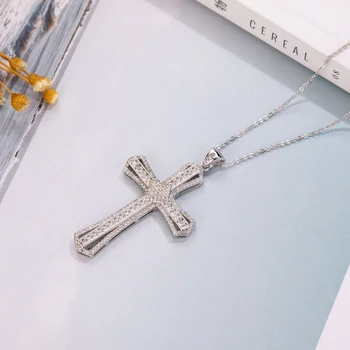 Luxusní 925 Sterling Silver Vynikající Bible Ježíš Kříž Přívěsek Náhrdelník pro Ženy, Kříž Kouzlo Topaz Drahokam Šperky