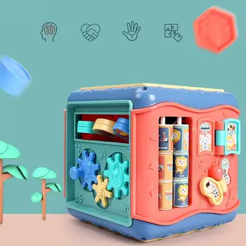 Montessori Dítě Krychle, Šest-Sided Box Hračky Aktivita Hrát Shape Match Kojenecké Rozvoje Vzdělávací Hračka Pro Děti 13 24 Měsíců