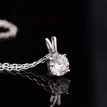S925 Sterling Silver Náhrdelník pro Ženy 1ct-3ct Moissanite Přívěsek D Barva Čtyři Drápy Diamond Klasické Jemné Šperky