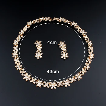 Jiayijiaduo Dubaj Zlatá Barva Náhrdelník Náušnice Set pro Ženy, Svatební Šperky Set Crystal Šperky Příslušenství dropshipping 2018