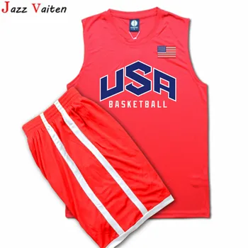 HipJazer Muži fanart USA STYL Basketbalové Dresy sada sport topy školení uniformě s šortky Nejvyšší Kvality